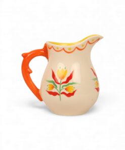 Retro Folk Stoneware Hand Painted Milk Jug