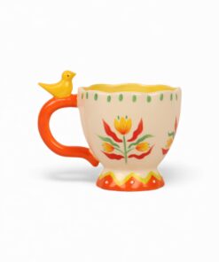 Retro Folk Stoneware Hand Painted Mug