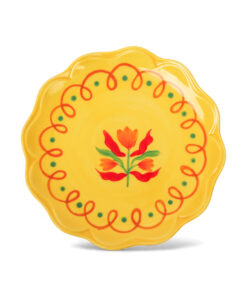 Retro Folk Stoneware Hand Painted Plate
