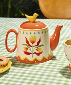 Alternative view of Retro Folk Stoneware Hand Painted Teapot