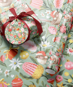 Alternative view of Christmas Flat Wrapping Paper - Festive Wrens (Pack of 6)