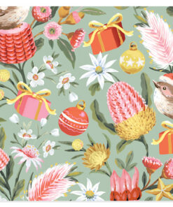 Christmas Folded Wrapping Paper - Festive Wrens (Pack of 6)