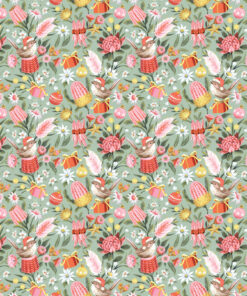 Christmas Flat Wrapping Paper - Festive Wrens (Pack of 6)